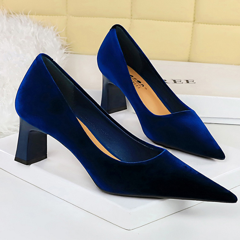 Women'S Shoes Navy Blue - Women New Glam Velvet 6cm High