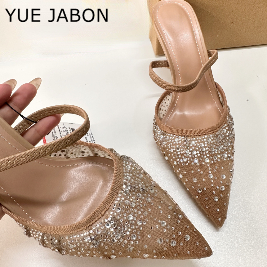 Women Shoes Zara - Mesh Rhinestone High Heel Sandals Women