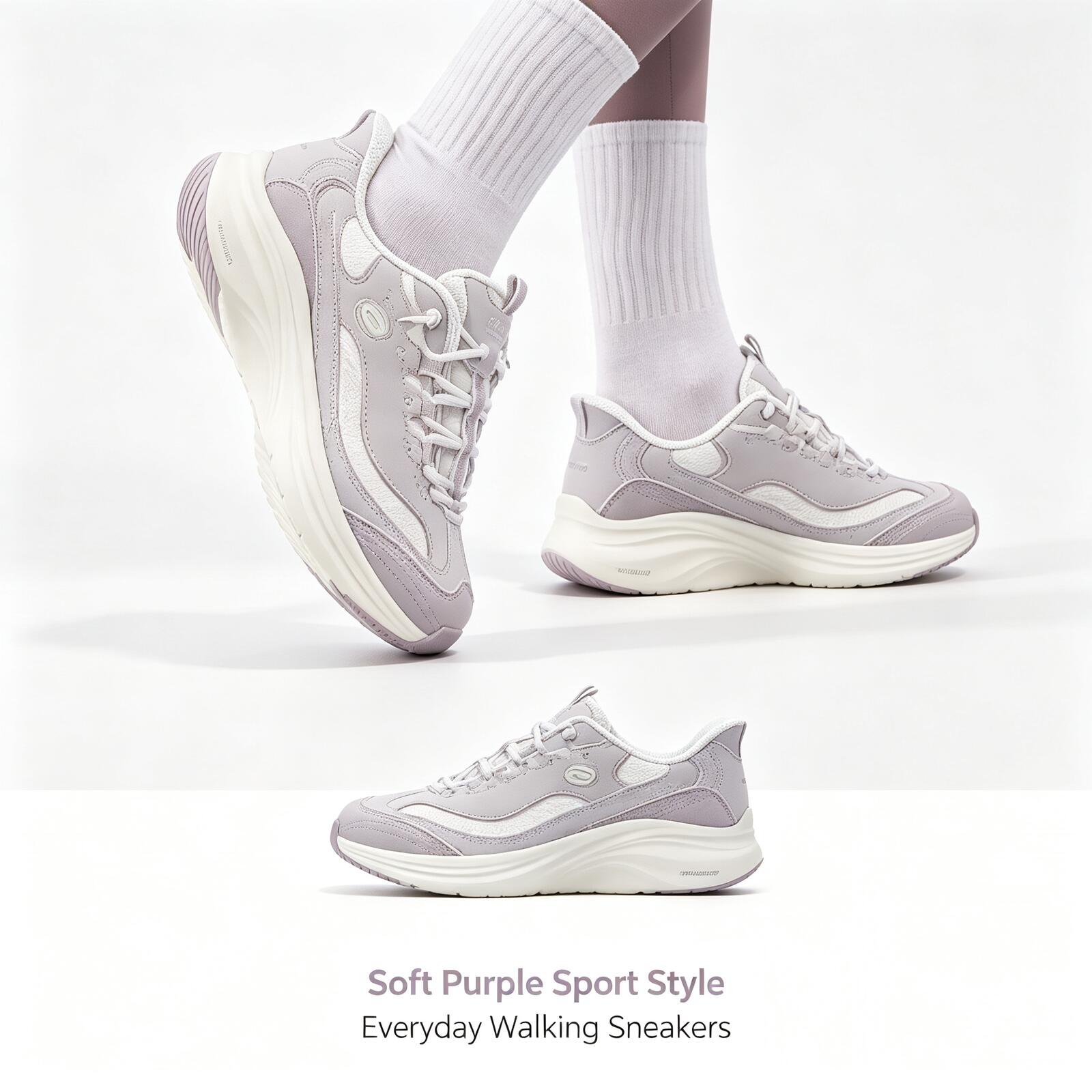 Women Shoes Skechers - Skechers Women Lavender Memory Foam Mesh