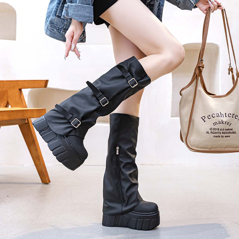 14cm Heel Knee High Boots Plat - огляд і ціна Zip Up Boots Short