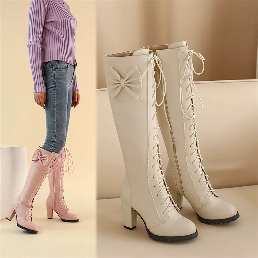 Sweet Bowtie Lolita Knee-high  - огляд і ціна Zip Up Boots Short