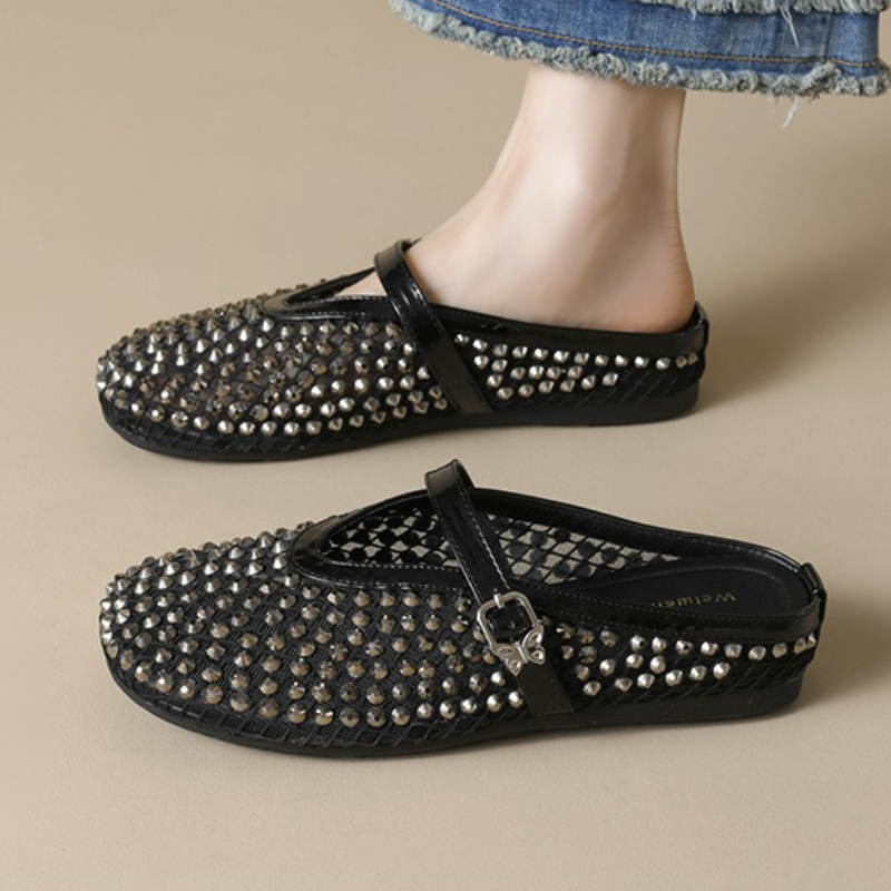 Mesh Rhinestone Brand Slippers - огляд і ціна Mule Slip On