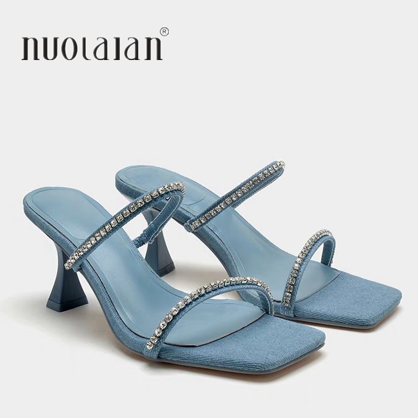 Denim Rhinestone Heels Sandals - огляд і ціна Women Shoes Zara