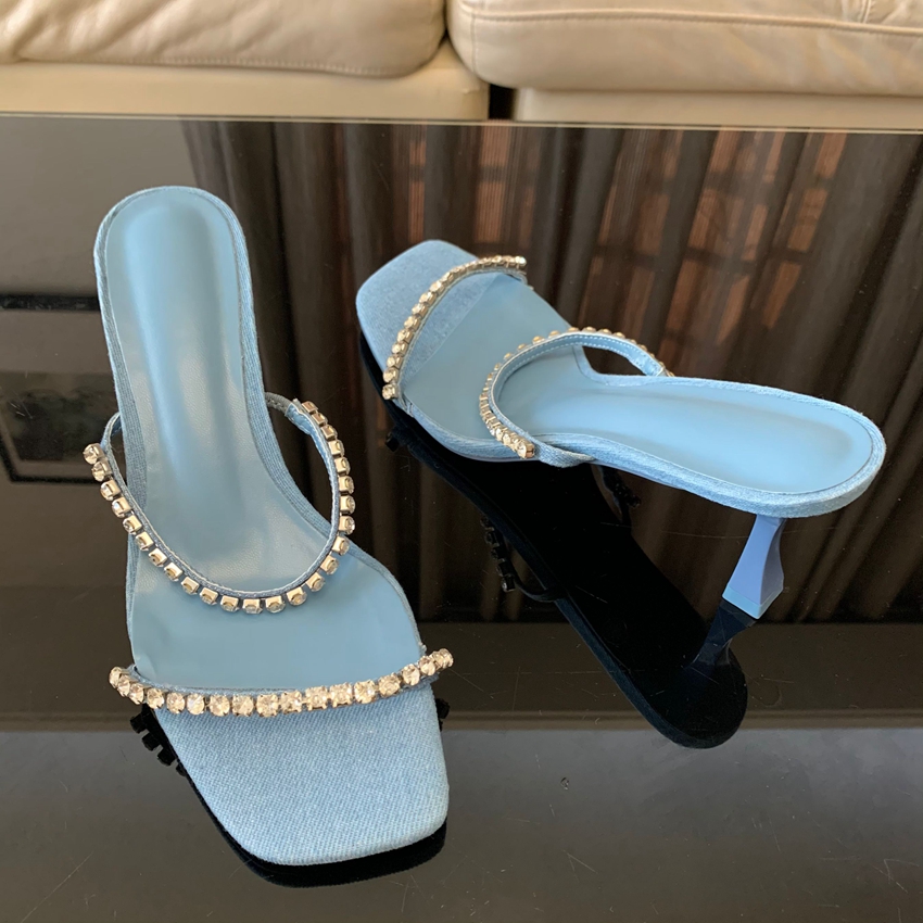 Denim Rhinestone Heels Sandals - огляд і ціна Women Shoes Zara
