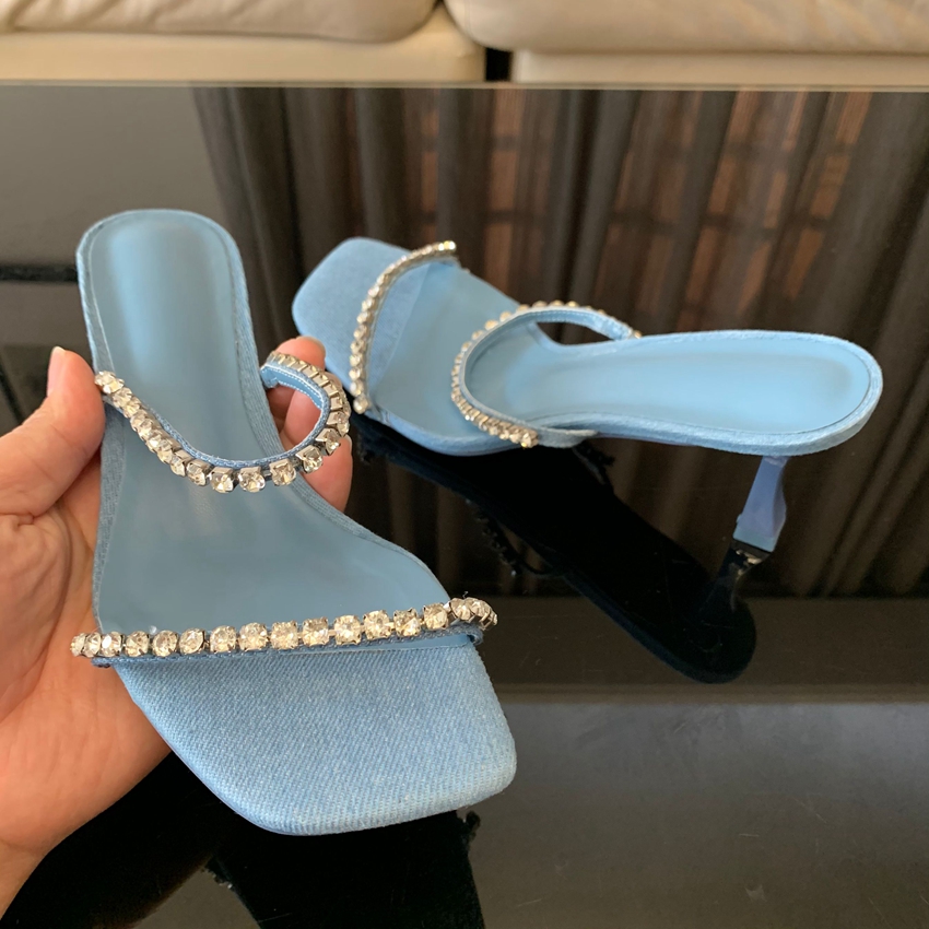 Denim Rhinestone Heels Sandals - огляд і ціна Women Shoes Zara