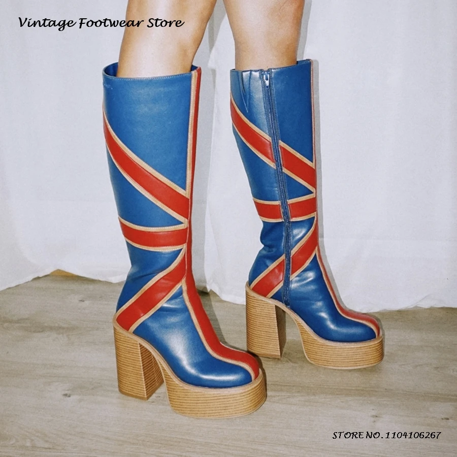 Patchwork Leather Platfrom Kne - огляд і ціна Knee High Boots Women
