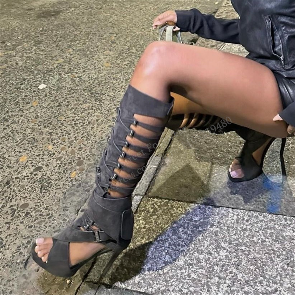 Gladiator Hollow Belt Buckle K - огляд і ціна Knee High Boots Women