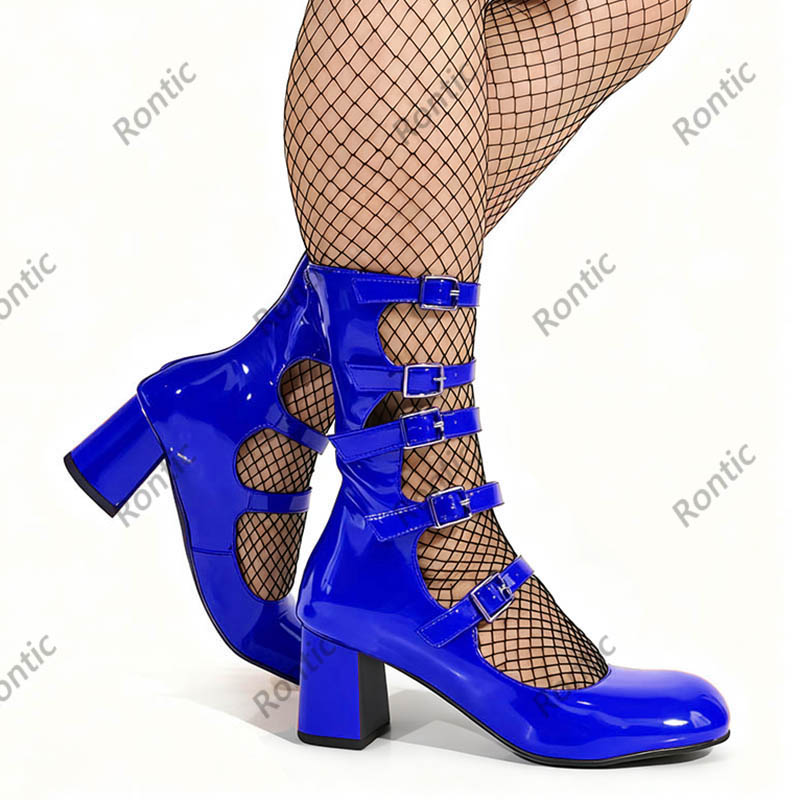 Blue Patent Leather Gothic Boo - огляд і ціна Women'S Shoes Navy Blue