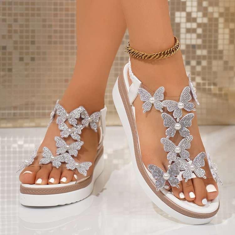 Blue Crystal Butterfly Sandals - огляд і ціна Women'S Shoes Navy Blue