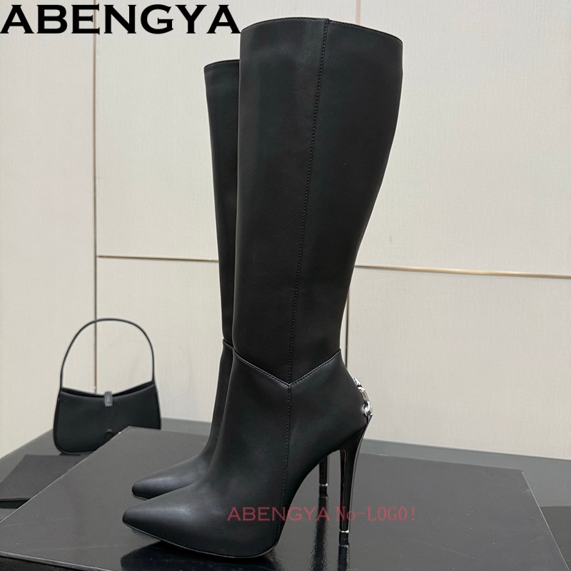 Sexy Black Leather Knee High B - огляд і ціна Knee High Boots Women