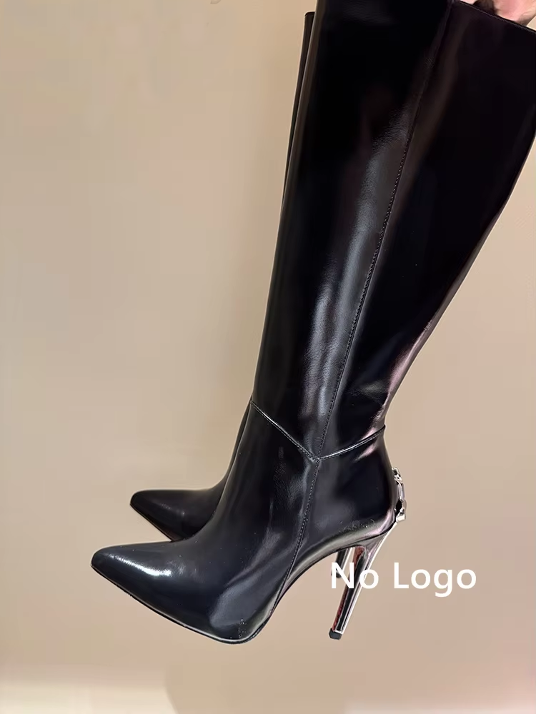 Sexy Black Leather Knee High B - огляд і ціна Knee High Boots Women