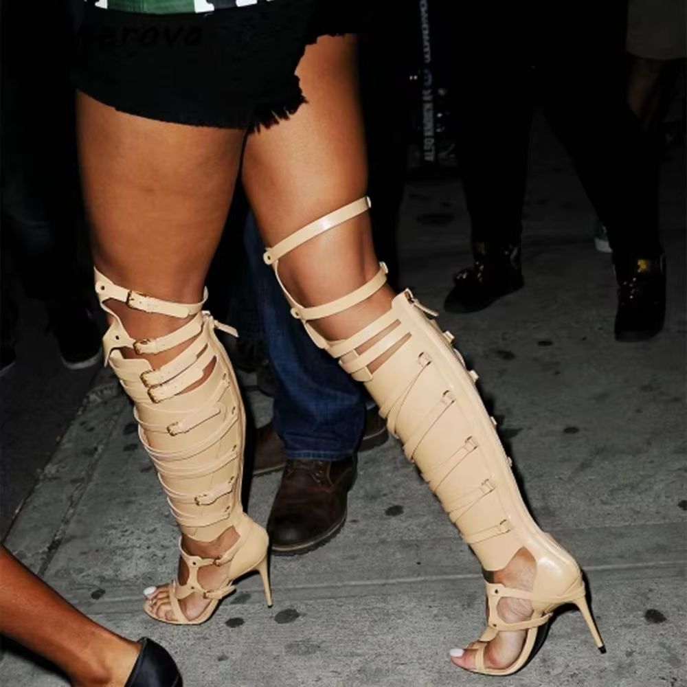 Hollow Buckle Strap Sandals Bo - огляд і ціна Knee High Boots Women