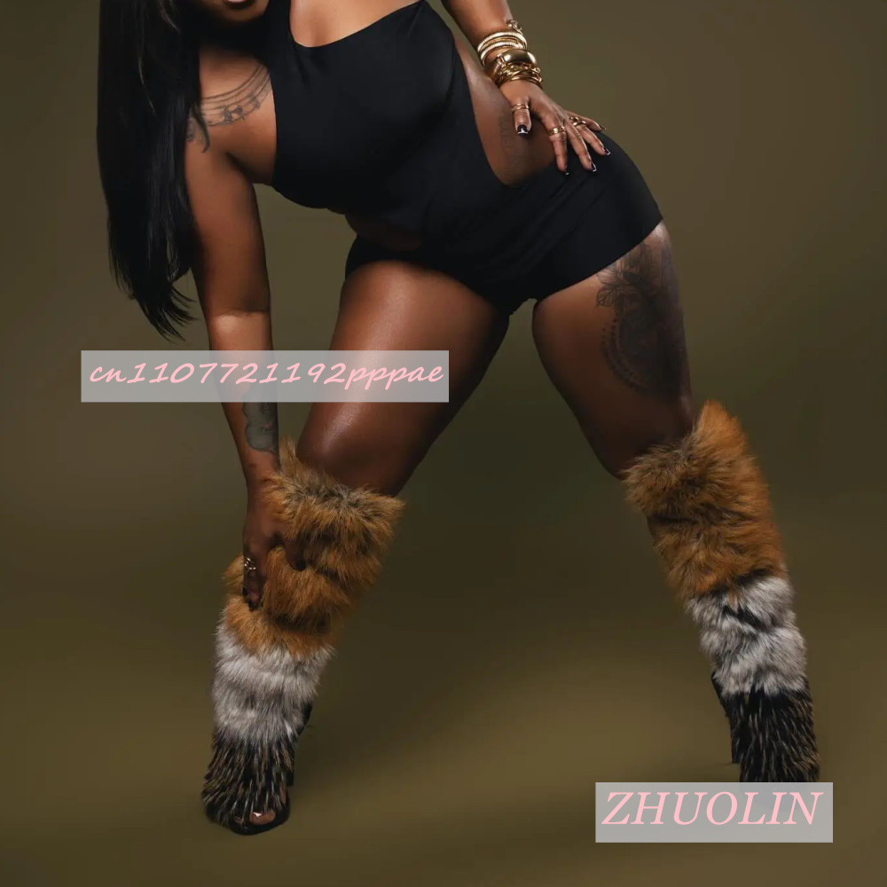 Summer Retro Plush Open Toe Sa - огляд і ціна Knee High Boots Women