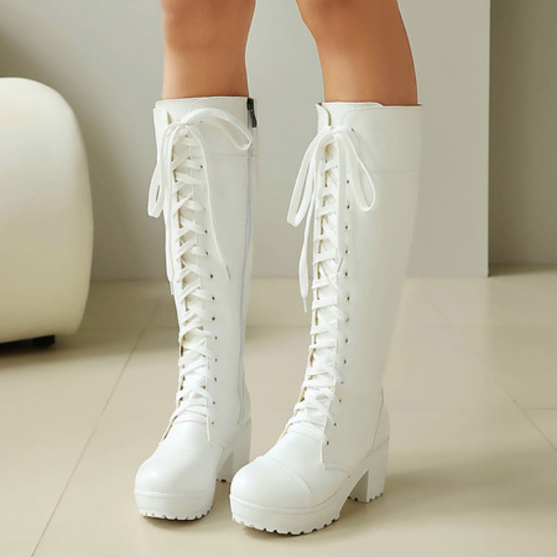 Womens Knee High Lace Up Comba - огляд і ціна Zip Up Boots Short